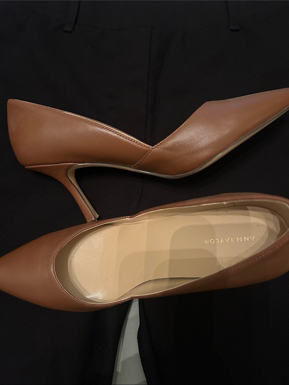 Ann Taylor Brown Leather Pointed-Toe Pumps 8 never worn